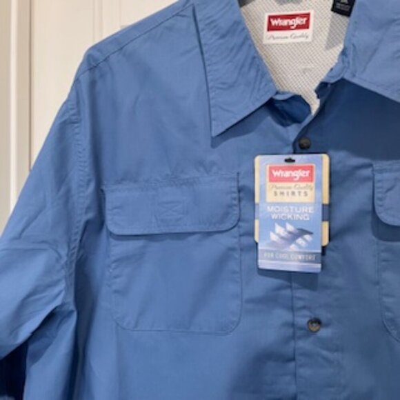 NEW Wrangler Work Shirt Blue Long Sleeve Quick Dry Mens Size 3XL - Picture 11 of 12